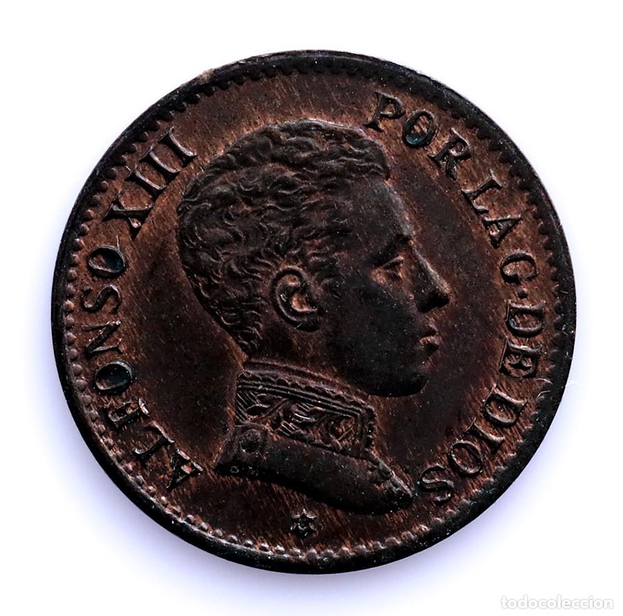Monedas de Espa&ntilde;a: SC-Spain-Alfonso XIII. 1 c&eacute;ntimo 1906*6 SMV Madrid. EBC/EBC+ Cobre 1 g. MUY RARA