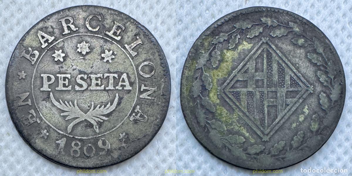 Monedas de Espa&ntilde;a: 4974 ESPA&Ntilde;A 1809 BARCELONA 1 PESETA 1809