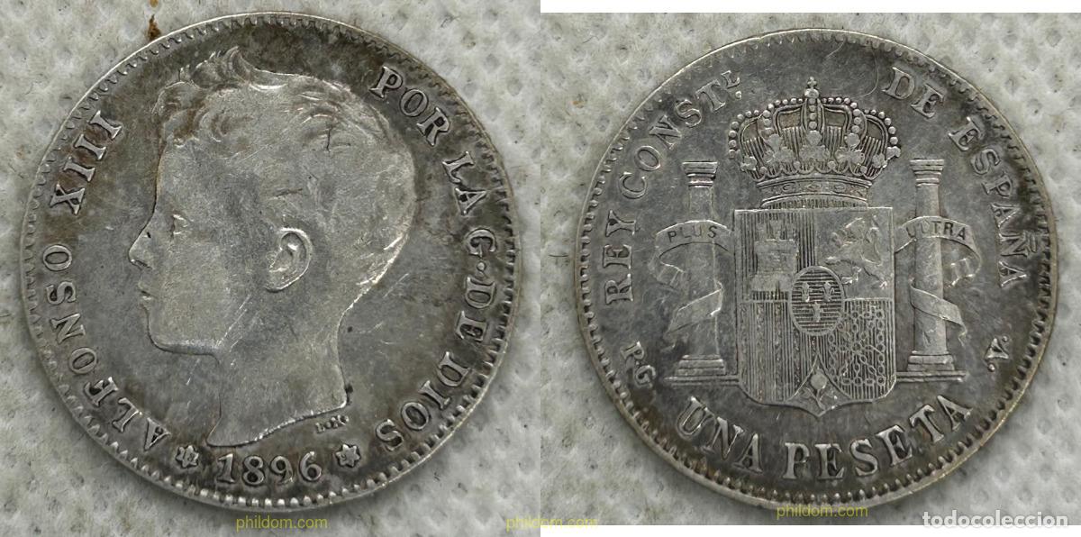 Monedas de Espa&ntilde;a: 4932 ESPA&Ntilde;A 1896 ALFONSO XIII 1 Peseta 1896 PG V
