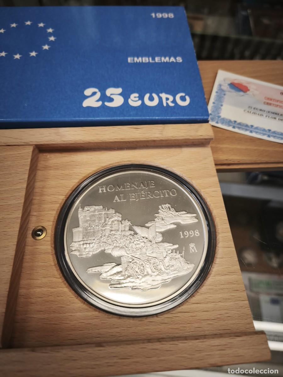 Monedas de Espa&ntilde;a: Espa&ntilde;a estuche Cincuent&iacute;n 25 Euros Homenaje al Ej&eacute;rcito 1998 Plata Proof