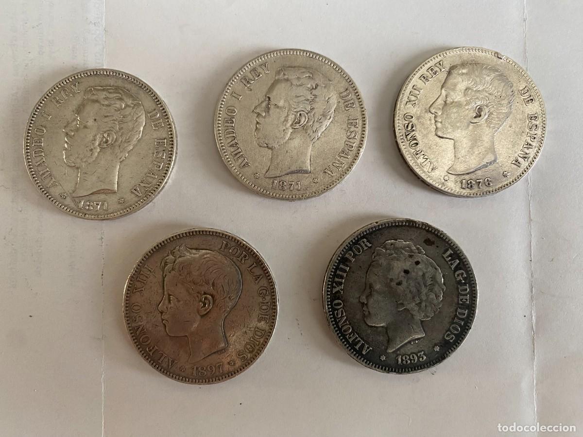 Monedas de Espa&ntilde;a: Lote 5 Monedas 5 Pesetas (Duros) 93 PGV, 91*97, 76, 71*74, 71*71