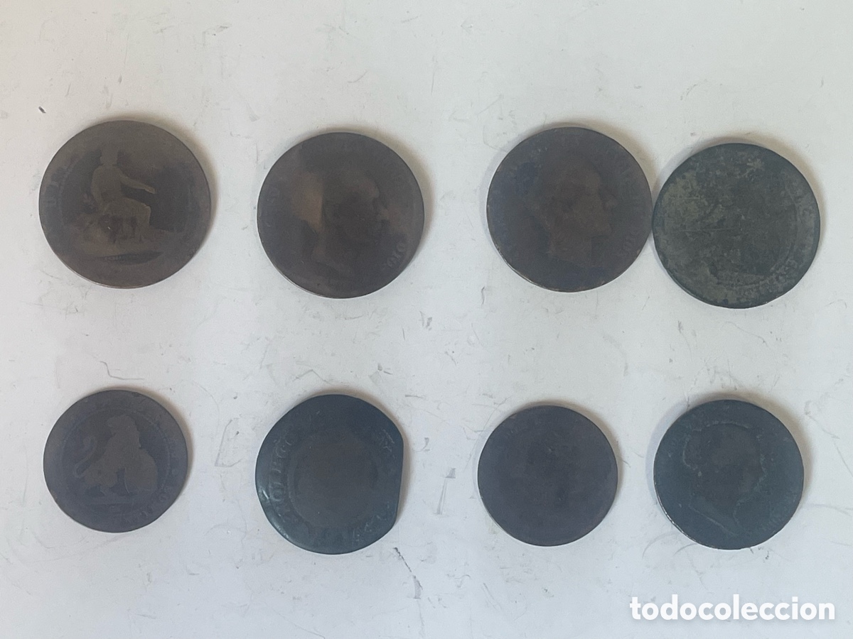 Monedas de Espa&ntilde;a: Lote 8 monedas cobre Isabel II siglo XIX &mdash; para coleccionista