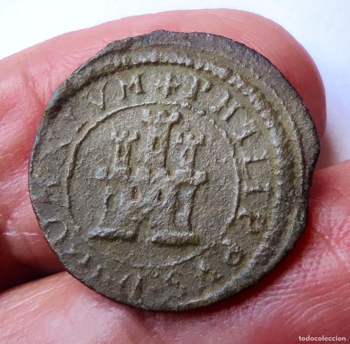 Monete da Spagna: Felipe II 2 Maraved&iacute;s 1597 de Segovia Sin indicaci&oacute;n de ceca ni valor Calic&oacute; 86 MBC p&aacute;tina terrosa