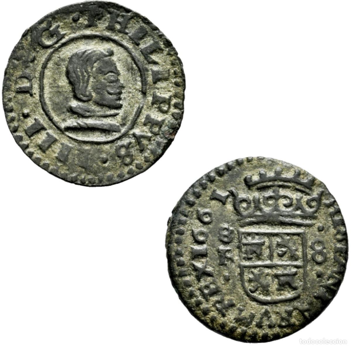 Monedas de Espa&ntilde;a: *GUTSE*55-FELIPE IV, 8 MARAVEDIS 1661, SEVILLA R, AC. 405, EBC-.