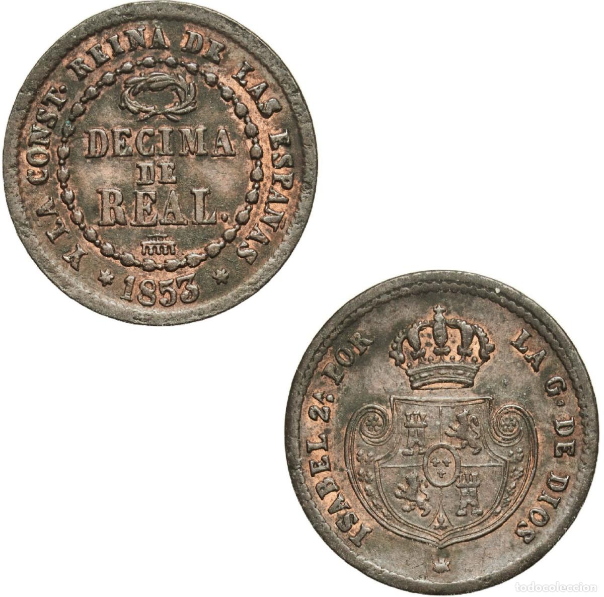 Monedas de Espa&ntilde;a: *GUTSE*792-ISABEL II, 1 DECIMA DE REAL 1853, SEGOVIA, EBC-.