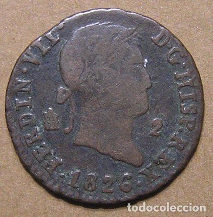 Monedas de Espa&ntilde;a: FERNANDO VII - 2 MARAVEDIS 1826 CECA DE SEGOVIA