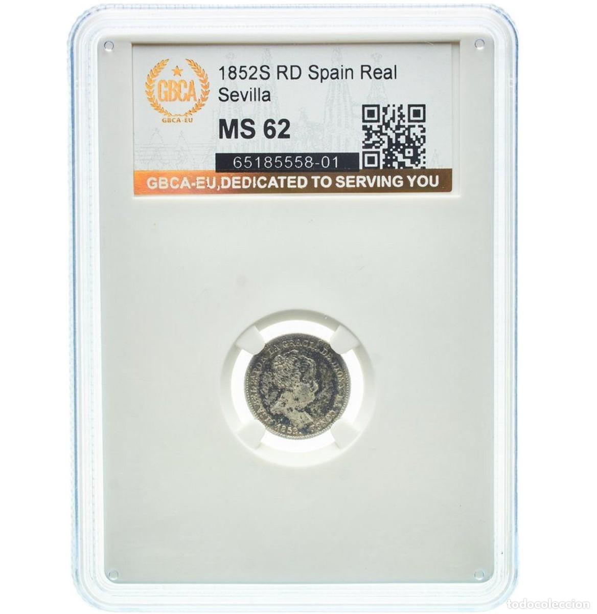 Monedas de Espa&ntilde;a: *GUTSE*809-ISABEL II, 1 REAL 1852, SEVILLA RD, PLATA, SIN CIRCULAR.