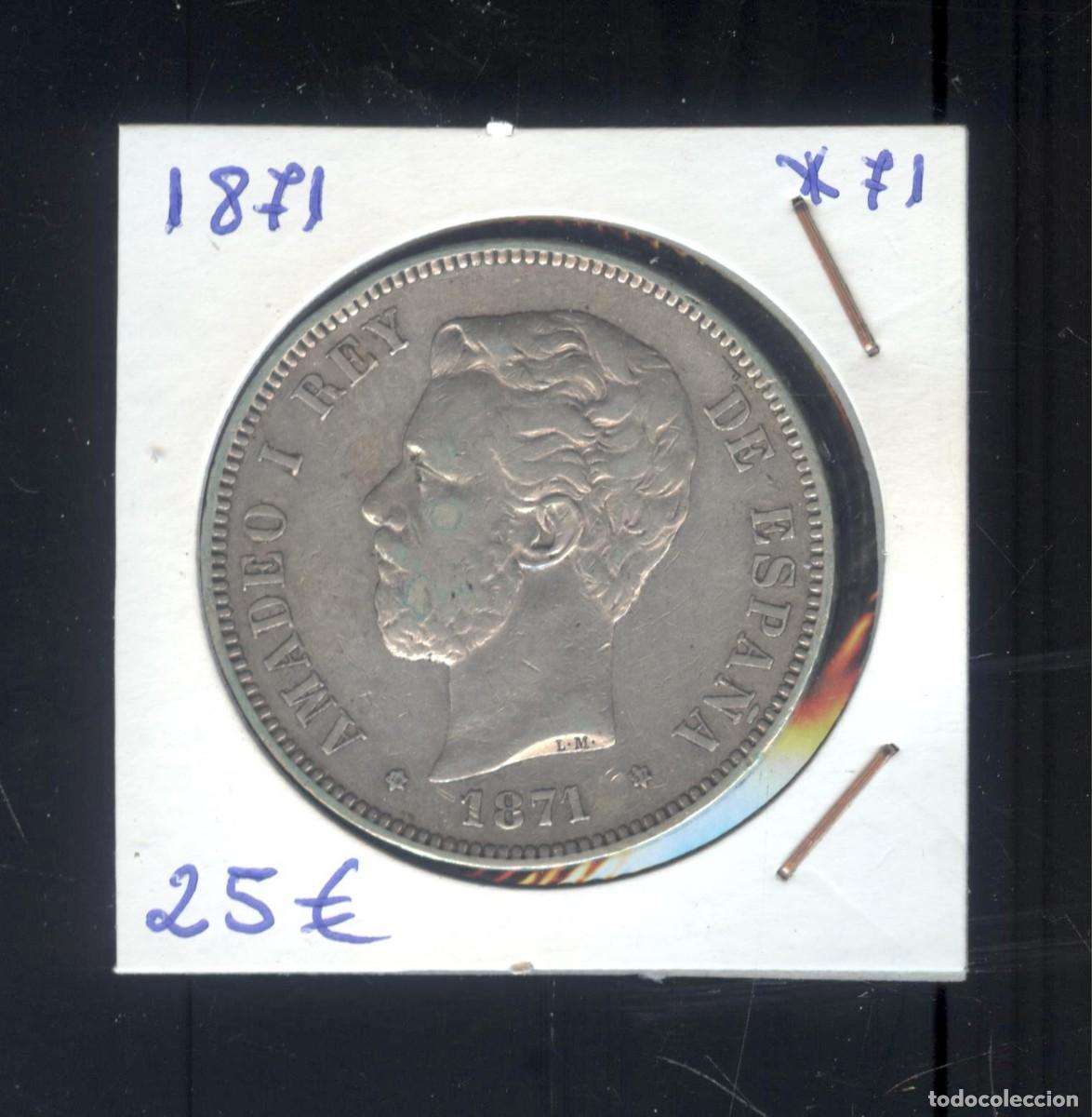 Monedas de Espa&ntilde;a: NUMULITE F0319 Moneda Espa&ntilde;a 1871 Amadeo I 5 pesetas