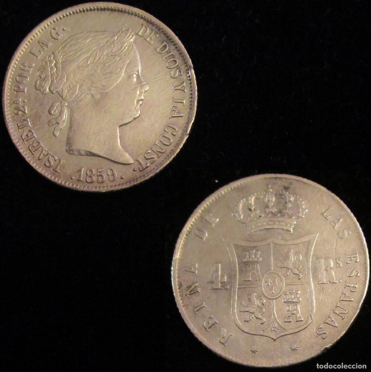 Monedas de Espa&ntilde;a: *GUTSE*814-ISABEL II, 4 REALES 1859, BARCELONA, EBC-.