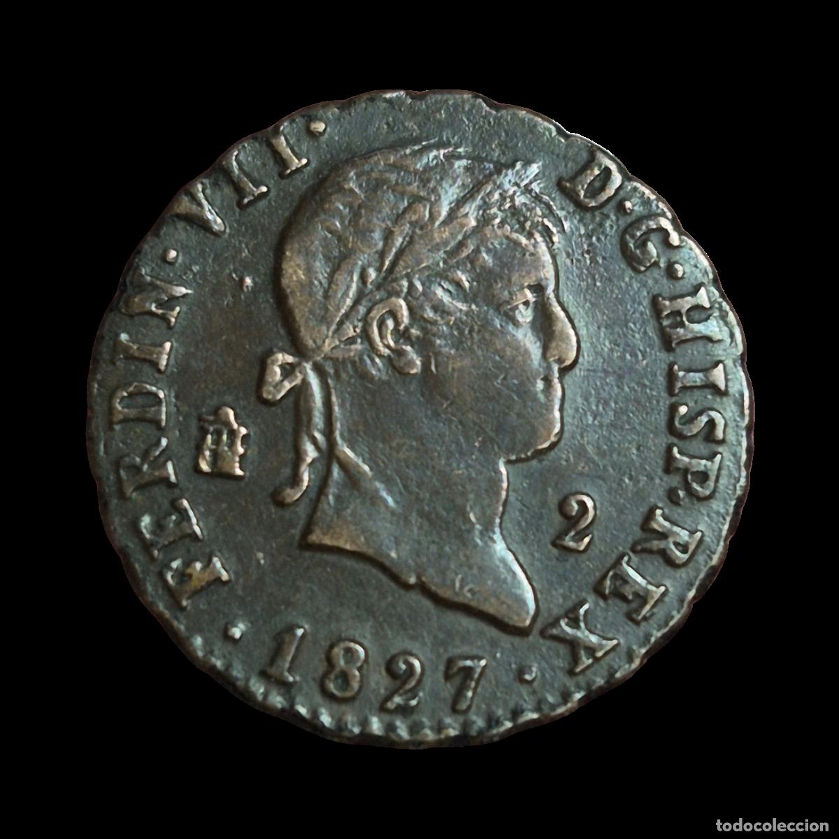 Monedas de Espa&ntilde;a: NT/ FERNANDO VII 2 MARAVEDIES 1827 SEGOVIA (E1163)