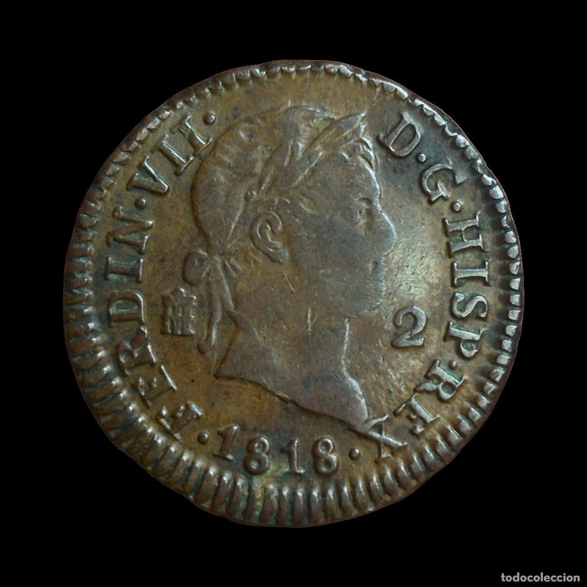 Monedas de Espa&ntilde;a: NT/ FERNANDO VII 2 MARAVEDIES 1818 SEGOVIA (E1163)