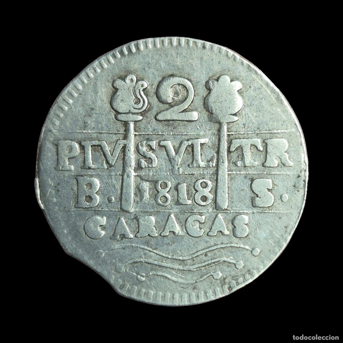 Monedas de Espa&ntilde;a: NT/ FERNANDO VII 2 REALES 1818 CARACAS (E1158)