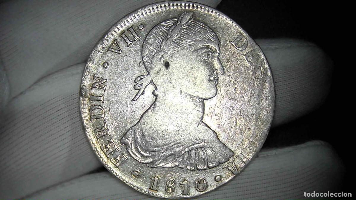 Monedas de Espa&ntilde;a: Fernando VII 8 Reales, Lima JP 1810, Busto Ind&iacute;gena MBC/MBC+