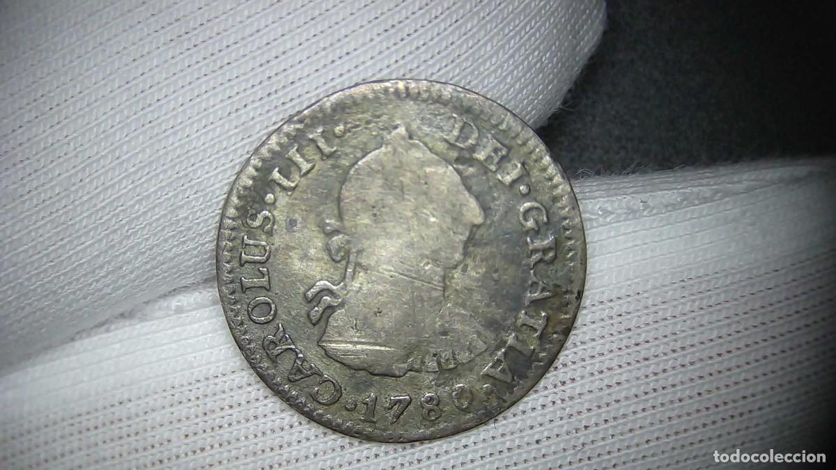 Monedas de Espa&ntilde;a: Carlos III 1/2 Real, 1780 M&eacute;xico FF BC+