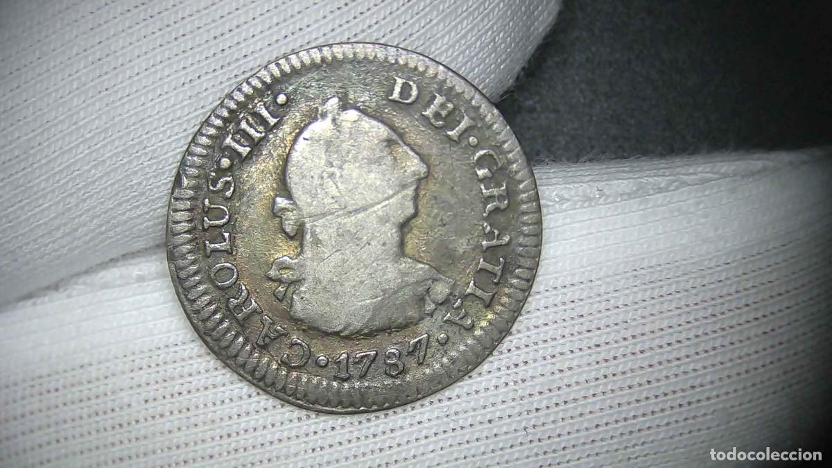 Monedas de Espa&ntilde;a: Carlos III 1/2 Real, M&eacute;xico FM 1787 BC+