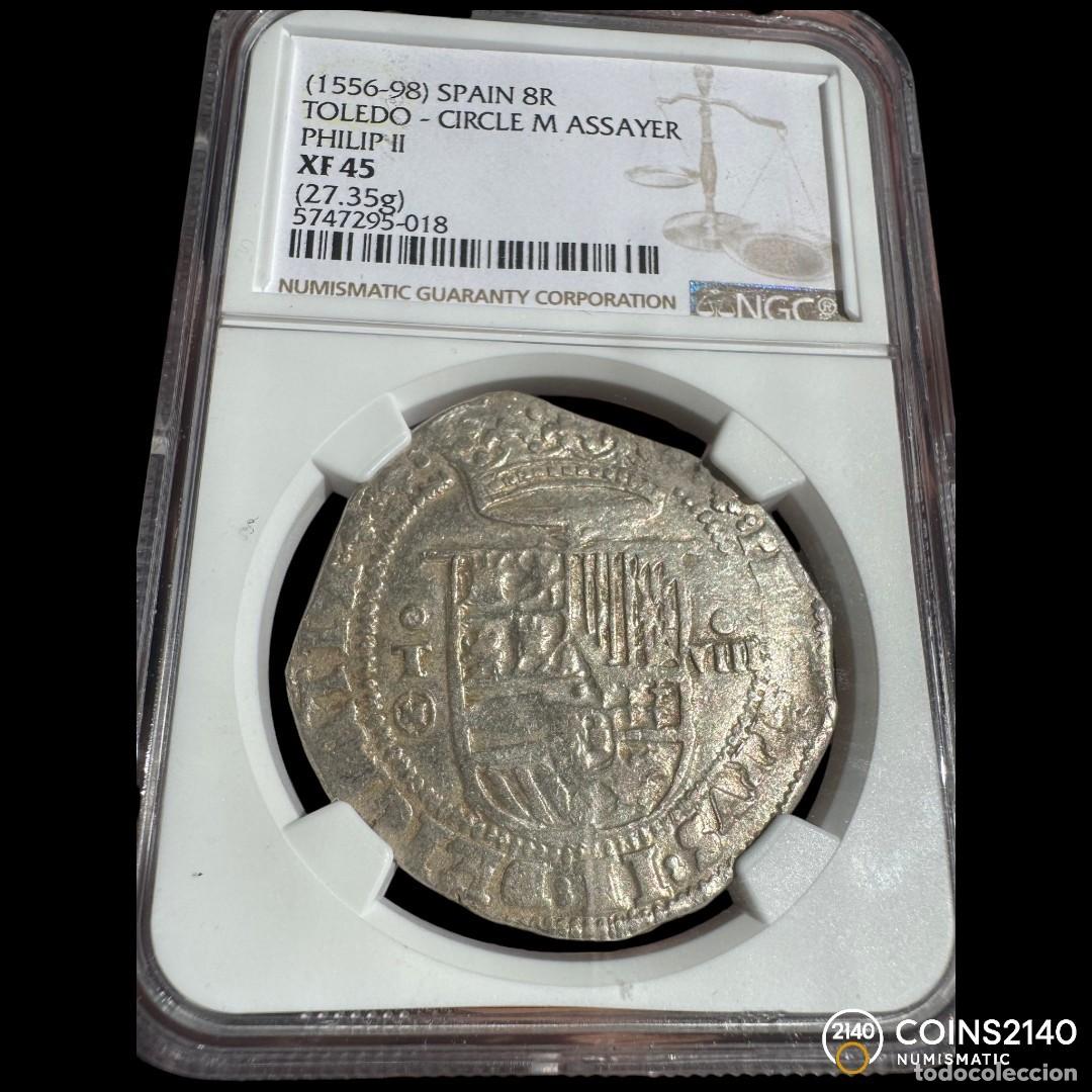 Monedas de Espa&ntilde;a: Felipe II (1566-1598). 8 Reales. Toledo. M. (AC-748). (Jarabo-Sanahuja-A810). 27,35g.