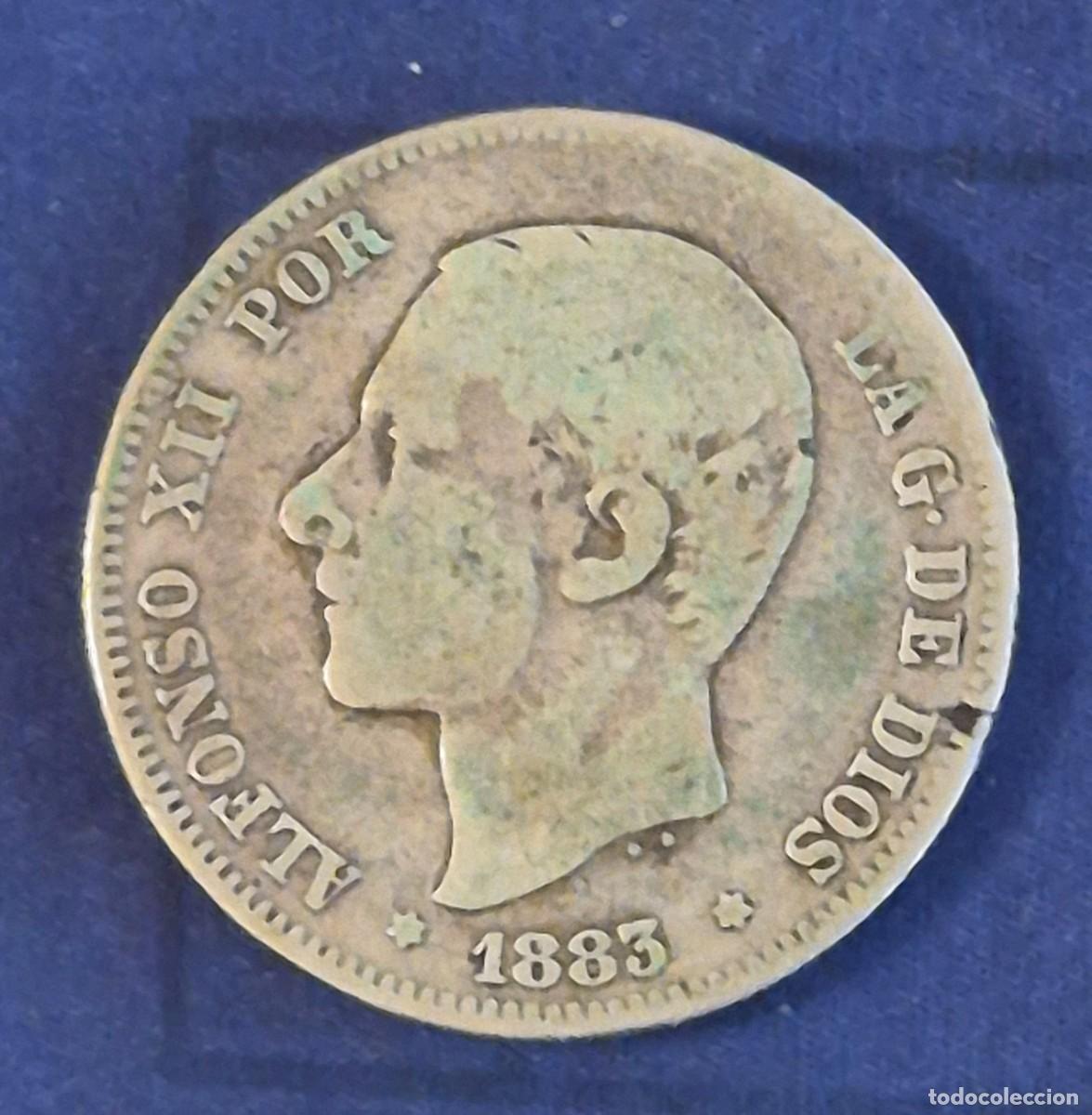 Monedas de Espa&ntilde;a: Moneda de plata 2 pesetas a&ntilde;o 1883 Alfonso XII