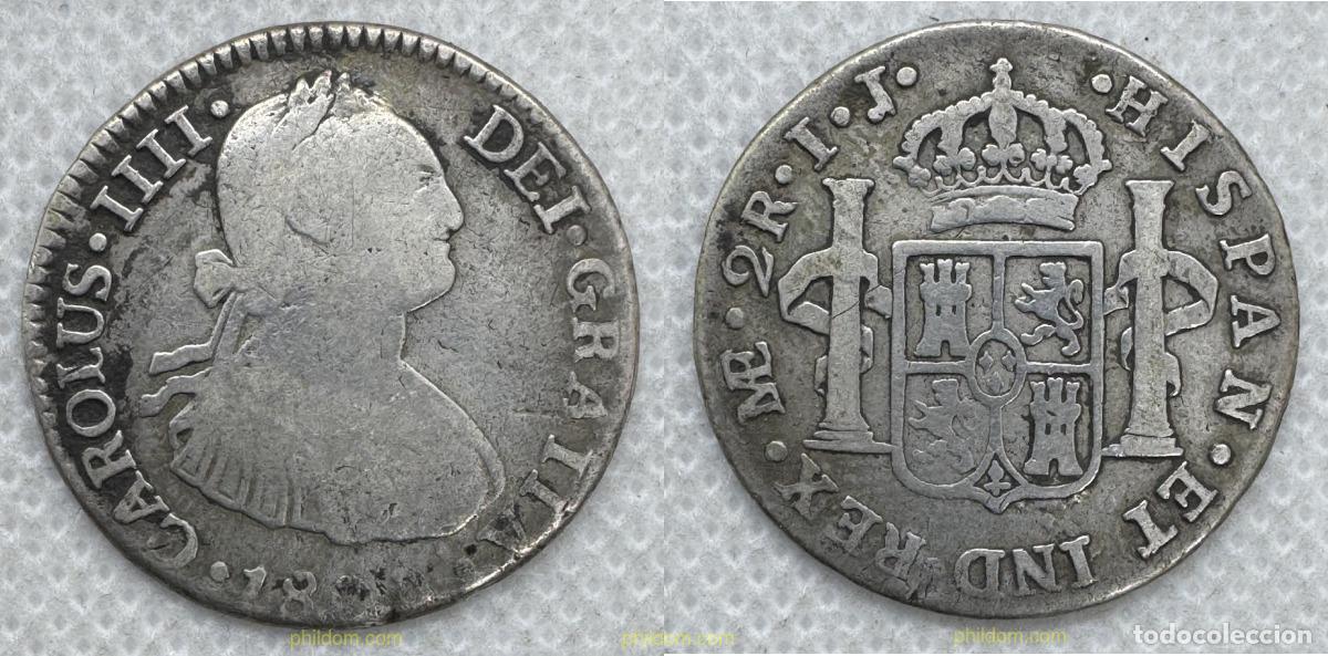 Monedas de Espa&ntilde;a: 5433 ESPA&Ntilde;A 1800 CARLOS IV 2 REALES LIMA 1800 I&middot;J