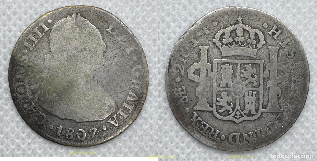 Monedas de Espa&ntilde;a: 5435 ESPA&Ntilde;A 1807 CARLOS IV 2 REALES 1807 J.P. LIMA