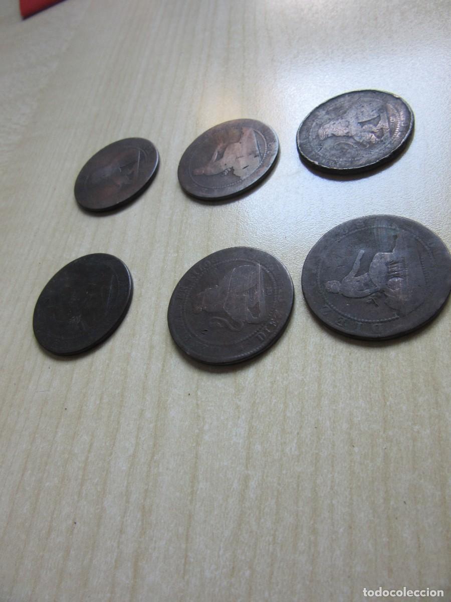 Monedas de Espa&ntilde;a: 6 monedas de cobre de 10 c&eacute;ntimos del Gobierno Provisional 1870