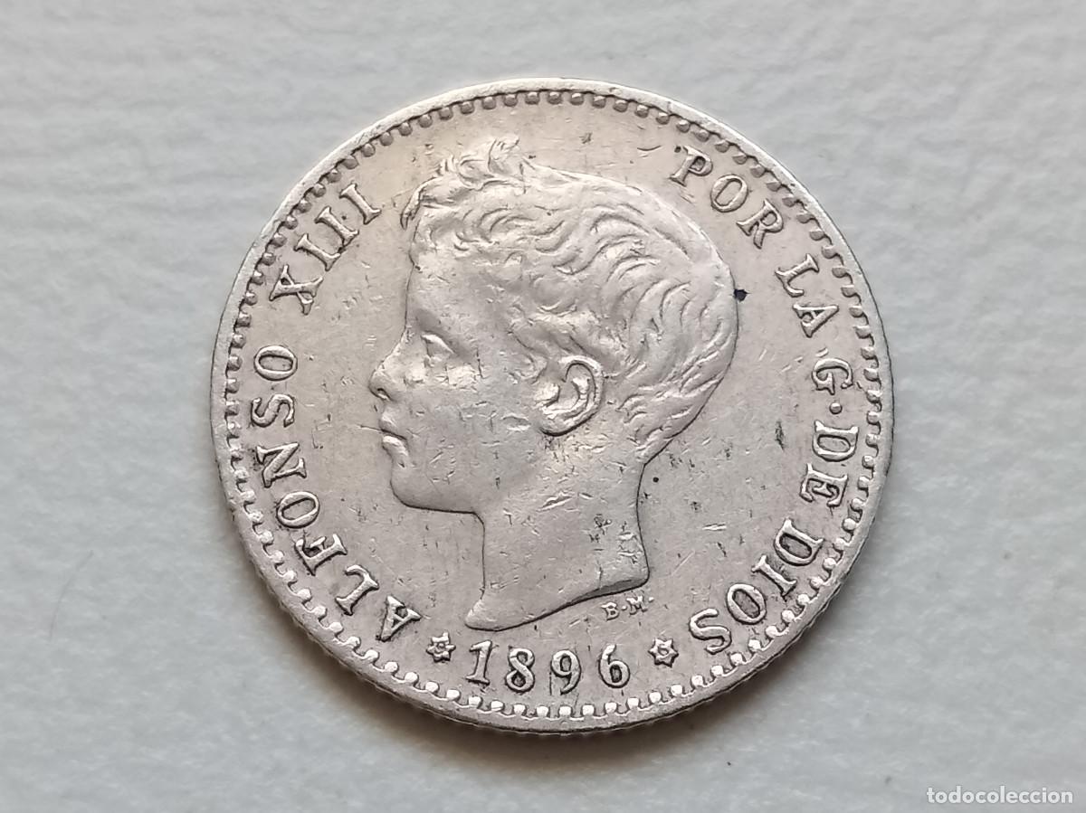 Monedas de Espa&ntilde;a: ALFONSO XIII 50 C&Eacute;NTIMOS PLATA 1896 *(9-6) PGV MBC+ MUY ESCASA