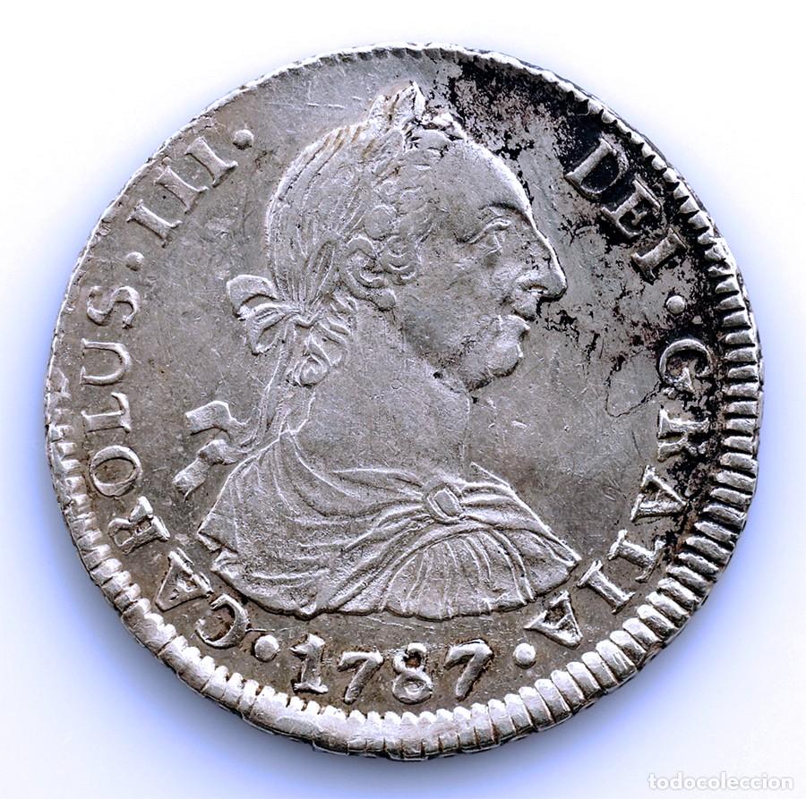 Moedas de Espanha: SC. Spain-Carlos III. 2 reales 1787 PR. Potos&iacute;. EBC/EBC- Plata 6,8 g.