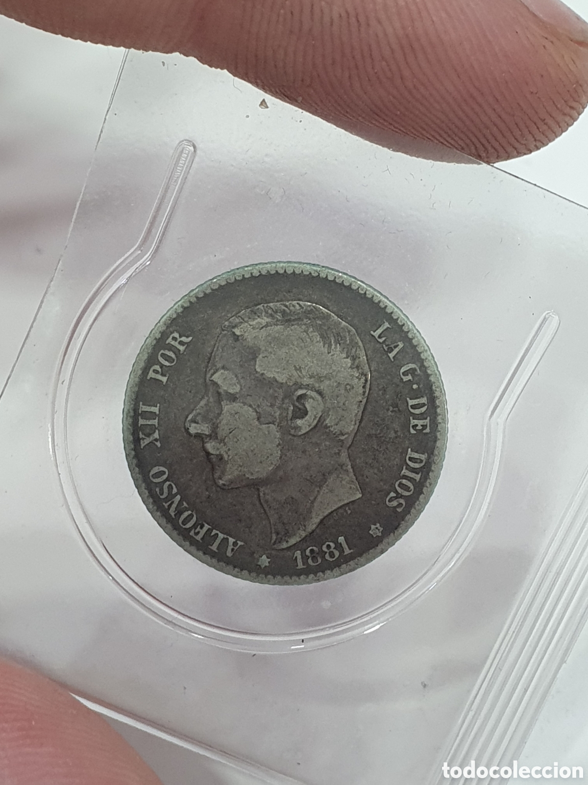 Monete da Spagna: 1 peseta 1881 MSM. Alfonso XII. Plata. (L46)