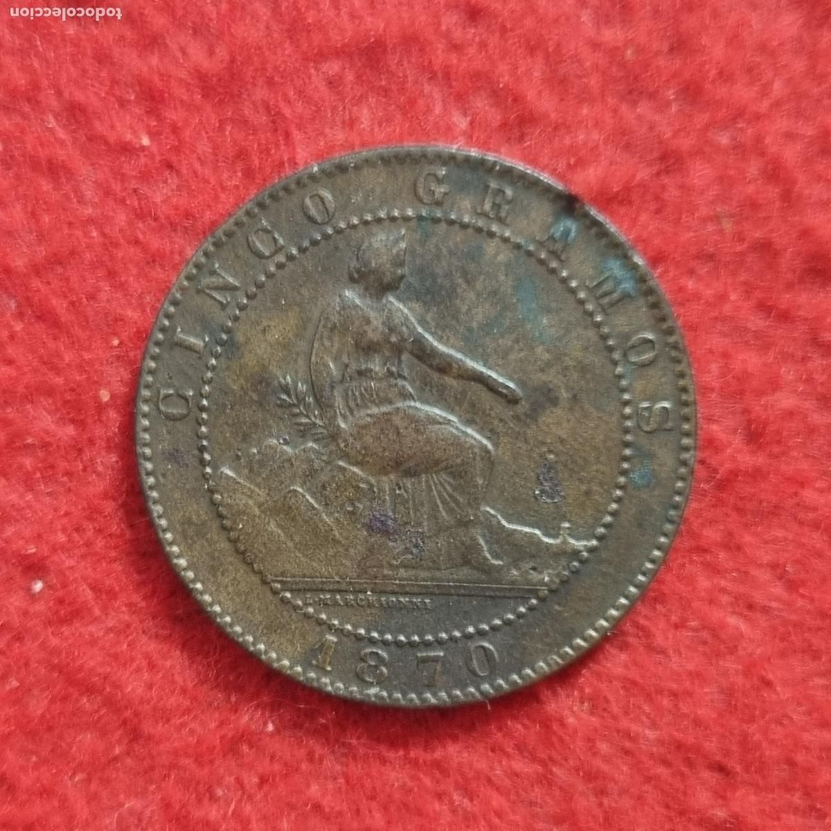 Monedas de Espa&ntilde;a: MONEDA 5 CENTIMOS 1870 COBRE MBC+ ORIGINAL C39