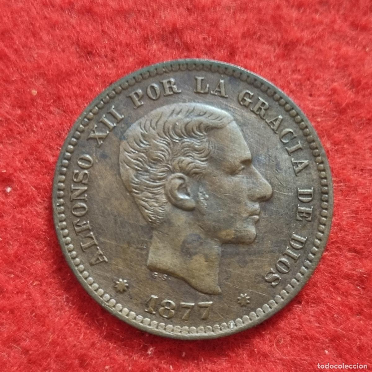 Monedas de Espa&ntilde;a: MONEDA 5 CENTIMOS 1877 COBRE MBC++ ORIGINAL C39