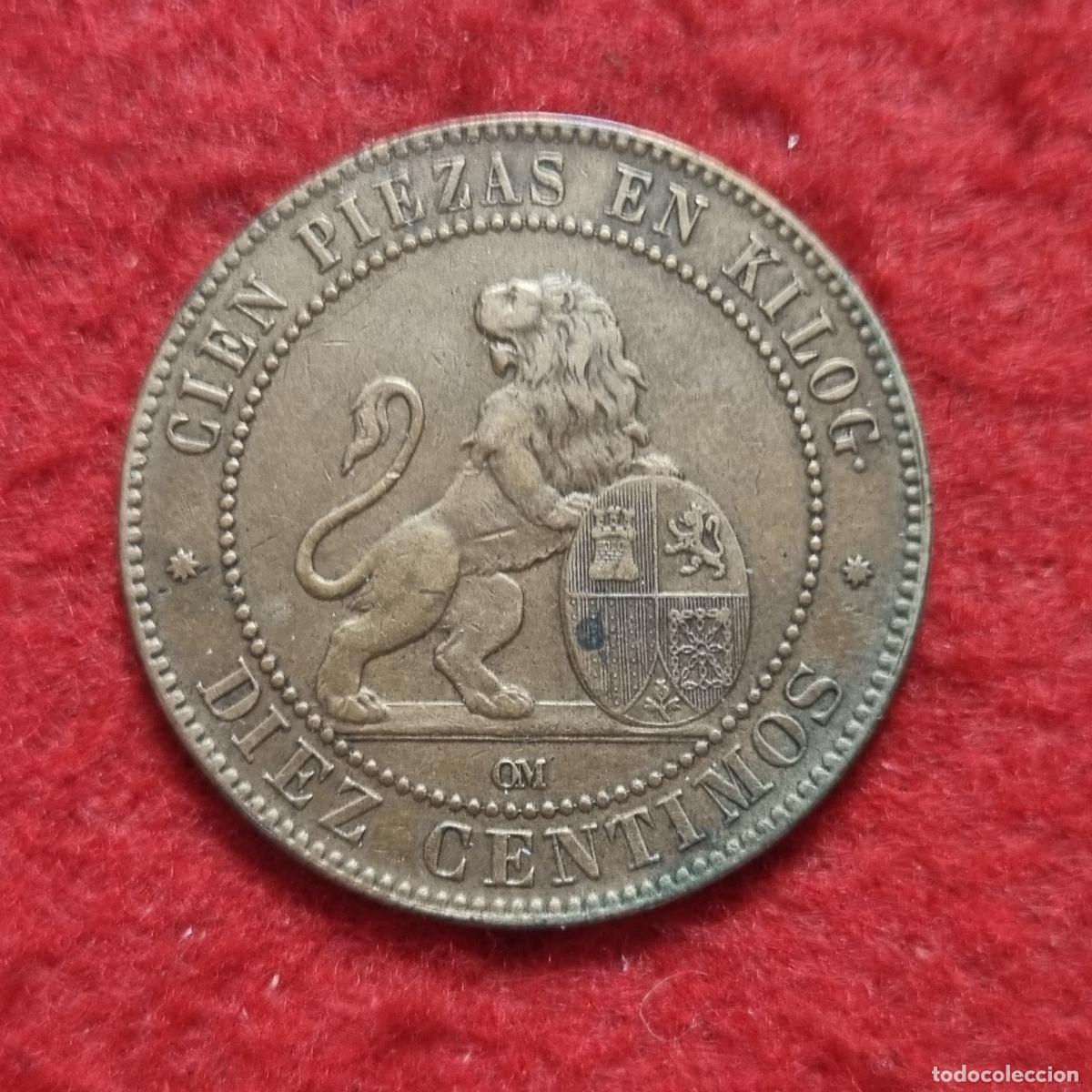 Monedas de Espa&ntilde;a: MONEDA 10 CENTIMOS 1870 COBRE EBC ORIGINAL C39 - Foto 2