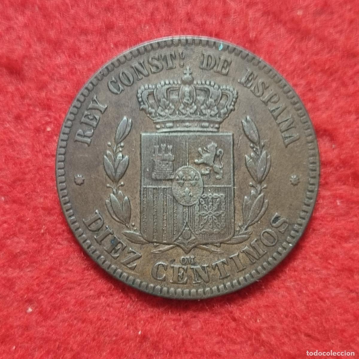 Monedas de Espa&ntilde;a: MONEDA 10 CENTIMOS 1877 COBRE EBC- ORIGINAL C39 - Foto 2