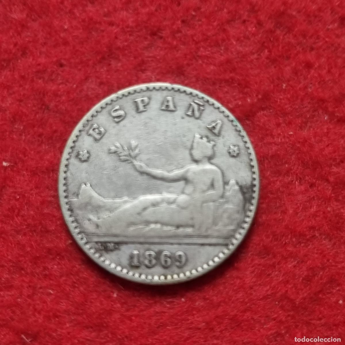 Monedas de Espa&ntilde;a: MONEDA 50 CENTIMOS PLATA 1869 MBC ESTRELLA VISIBLES 6 9 ORIGINAL C39