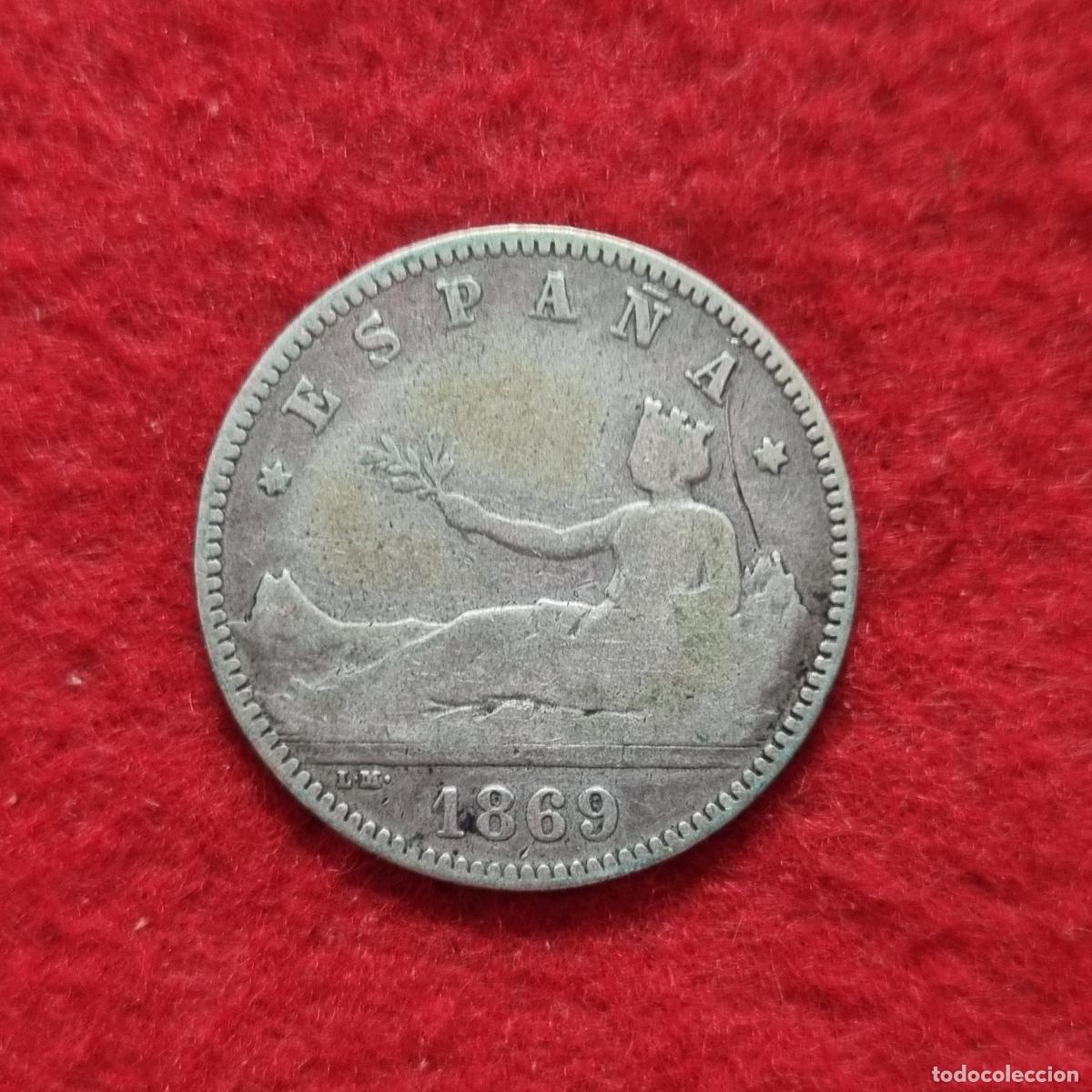 Monedas de Espa&ntilde;a: MONEDA 1 PESETA PLATA 1869 LEYENDA ESPA&Ntilde;A MBC ORIGINAL C39