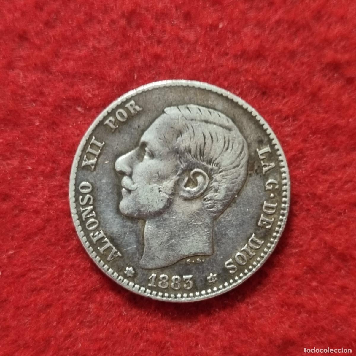 Monedas de Espa&ntilde;a: MONEDA 1 PESETA PLATA 1883 ESTRELLAS VISIBLES 18 83 MBC+ ORIGINAL C39
