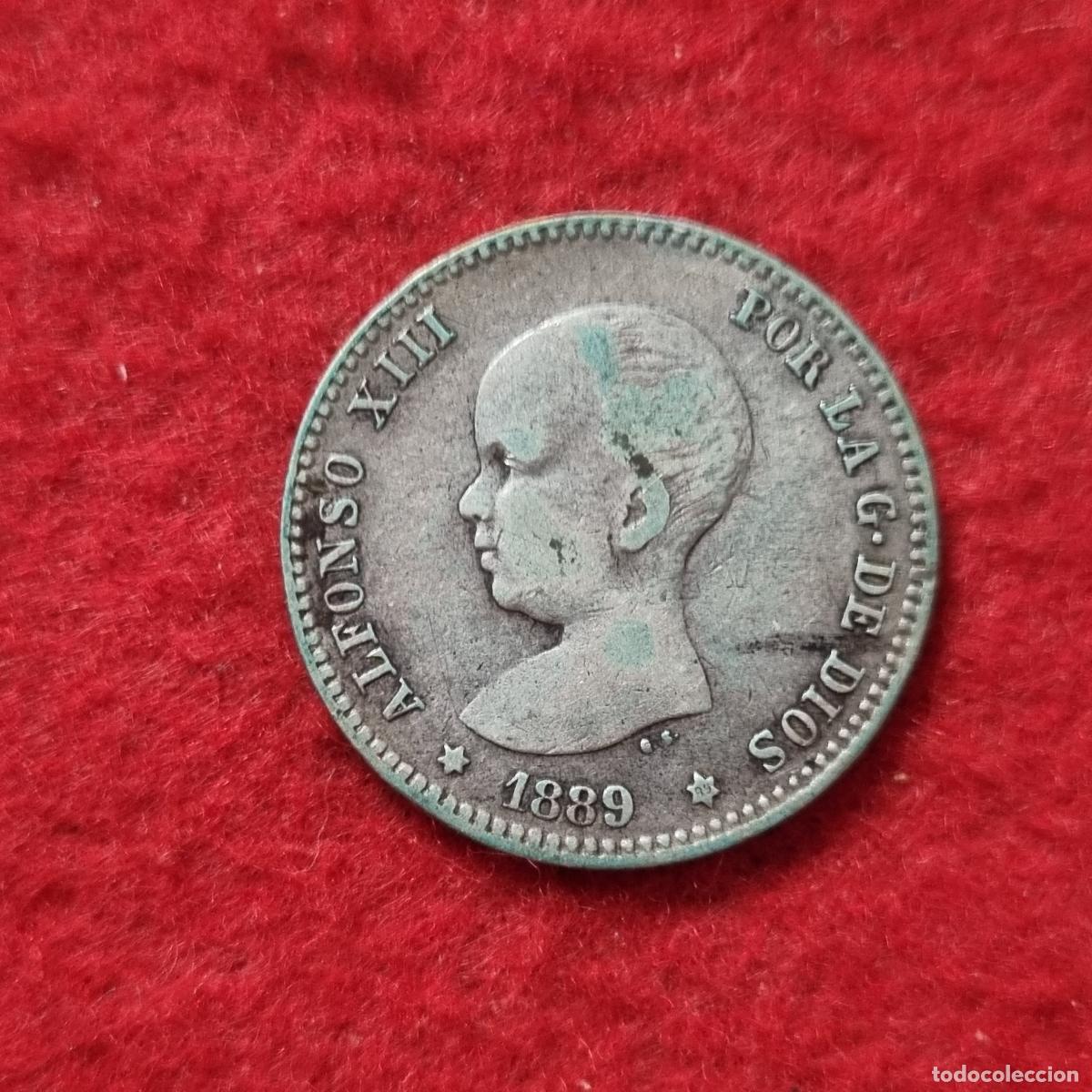 Monedas de Espa&ntilde;a: MONEDA 1 PESETA PLATA 1889 ESTRELLAS VISIBLES SOLO 89 MBC ORIGINAL C39