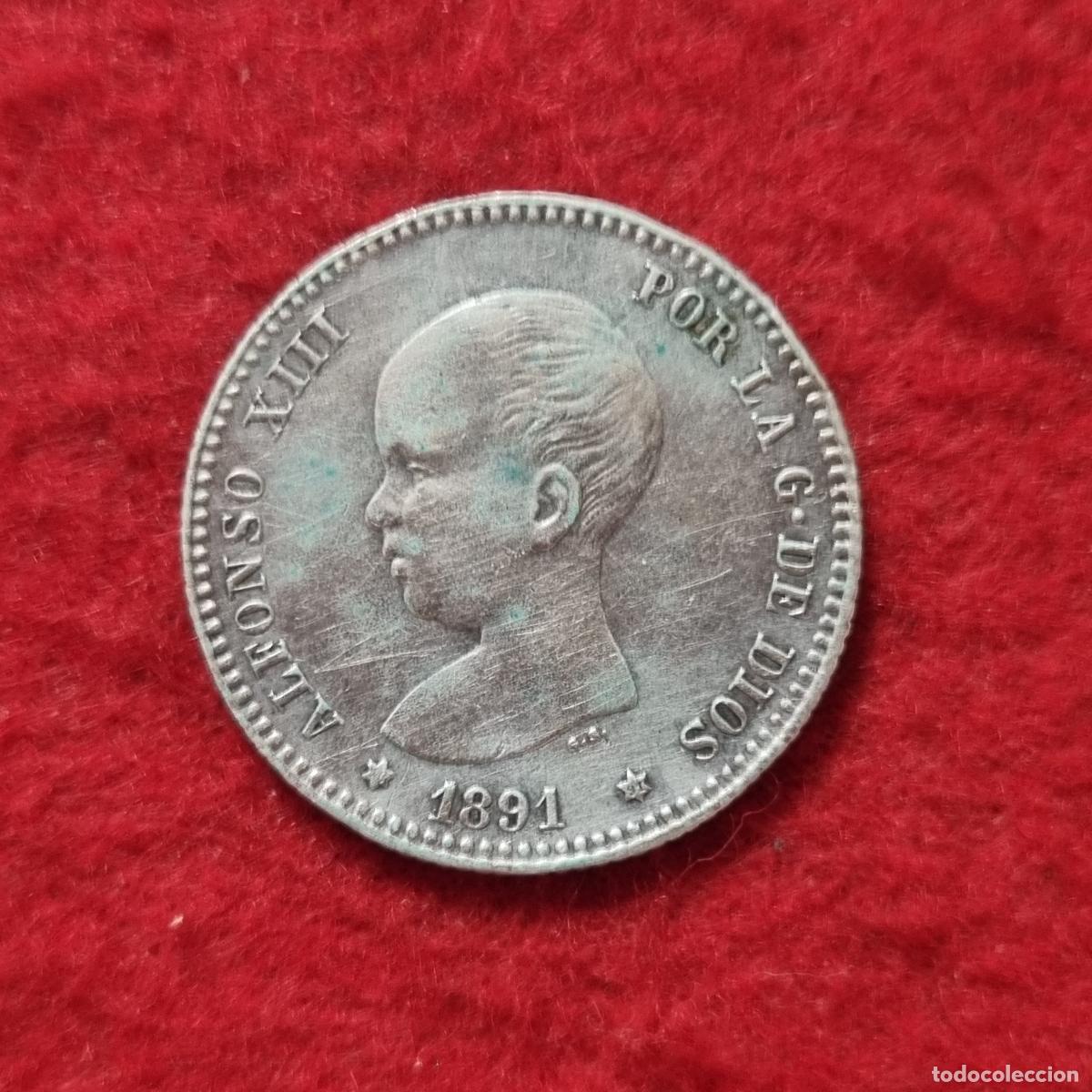 Monedas de Espa&ntilde;a: MONEDA 1 PESETA PLATA 1891 ESTRELLAS VISIBLES 18 91 MBC+ ORIGINAL C39