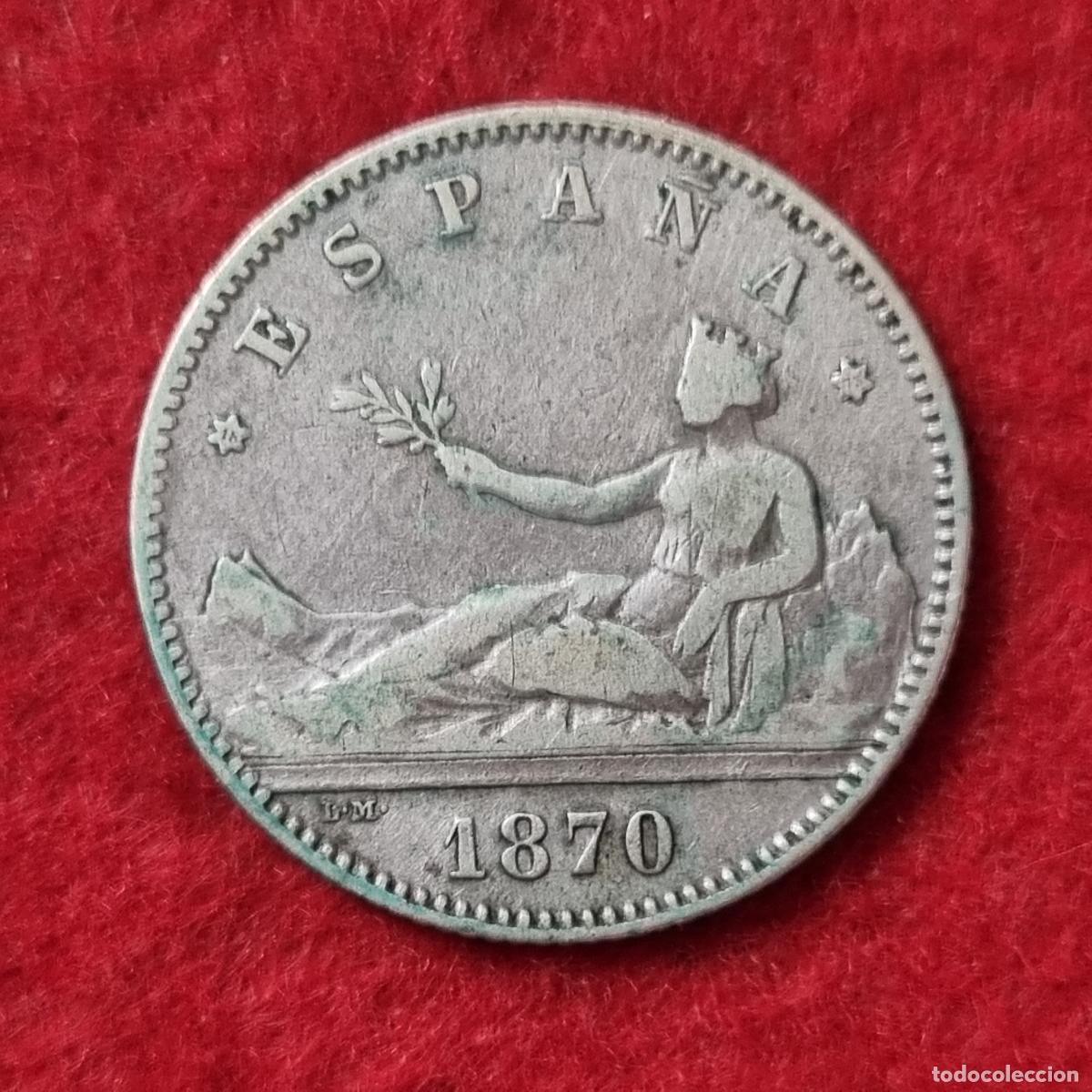 Monedas de Espa&ntilde;a: MONEDA 1 PESETA PLATA 1870 ESTRELLAS VISIBLES 18 73 MBC ORIGINAL C39