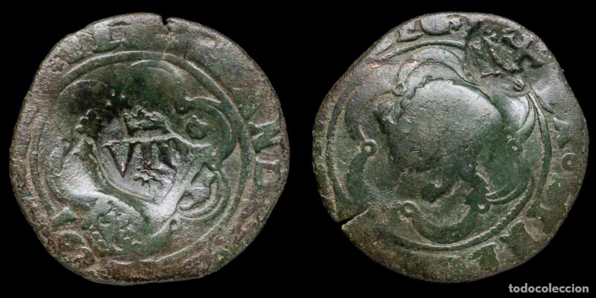 Moedas de Espanha: 8 Maravedis Philips III Resello, Toledo Mint - 30 mm / 6,19 gr