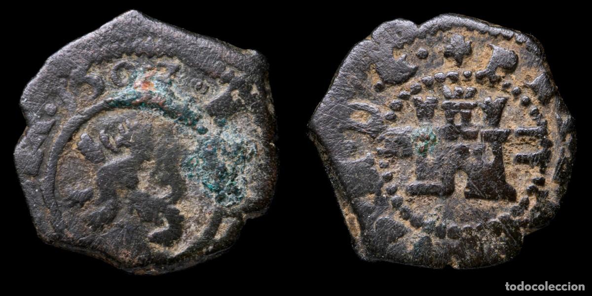 Moedas de Espanha: 1603, 2 Maravedis Philips III, Segovia Mint - 15 mm / 1,83 gr.