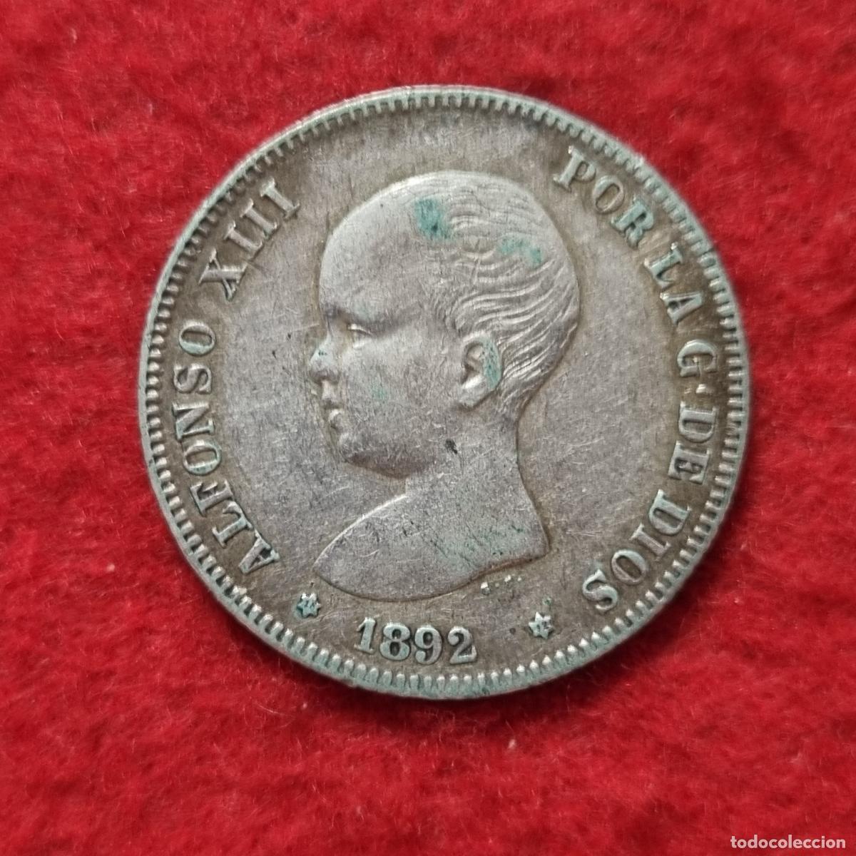 Monedas de Espa&ntilde;a: MONEDA 2 PESETAS PLATA 1892 ESTRELLAS VISIBLES 18 92 MBC ORIGINAL C39
