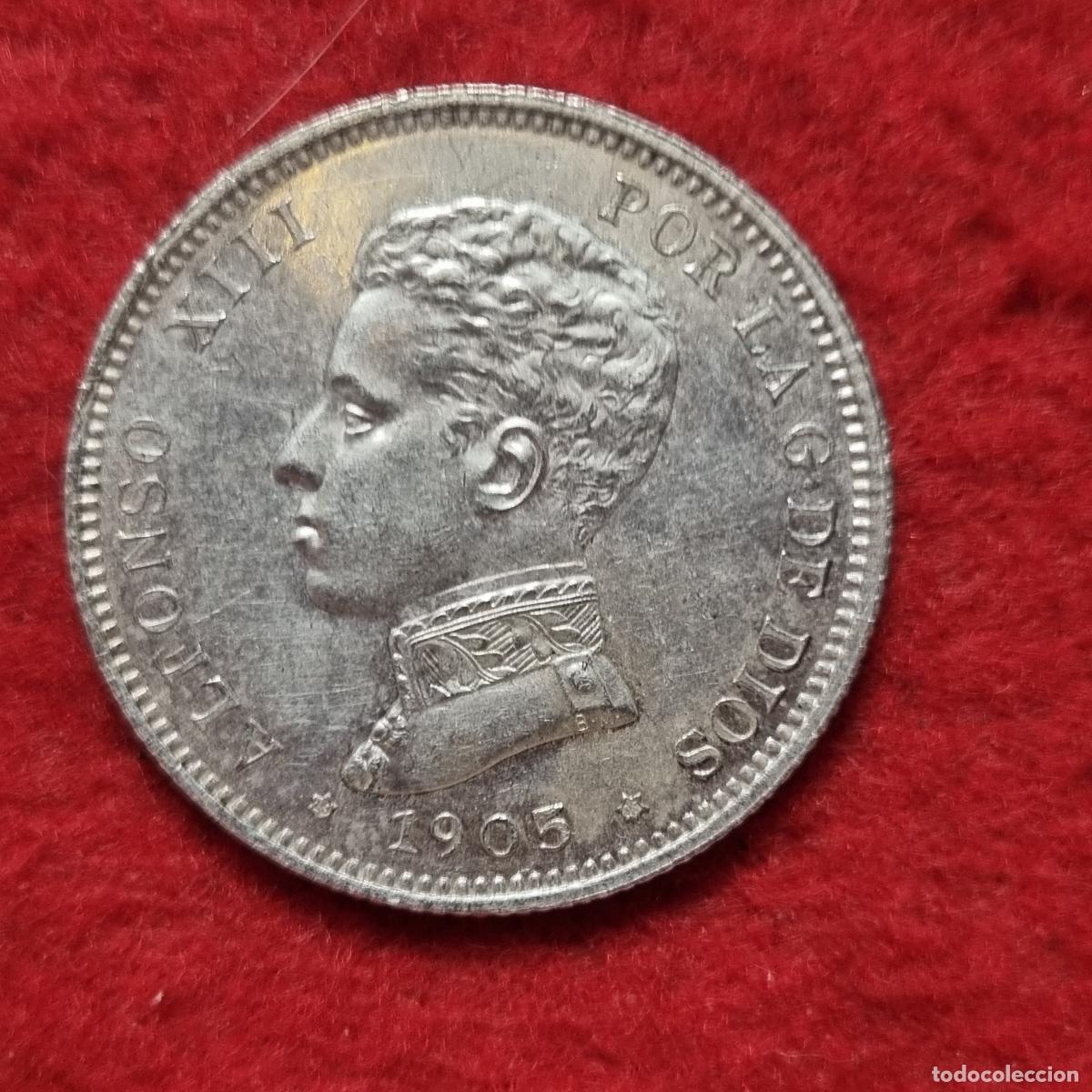 Monedas de Espa&ntilde;a: MONEDA 2 PESETAS PLATA 1905 ESTRELLAS VISIBLES 19 05 EBC ORIGINAL C39