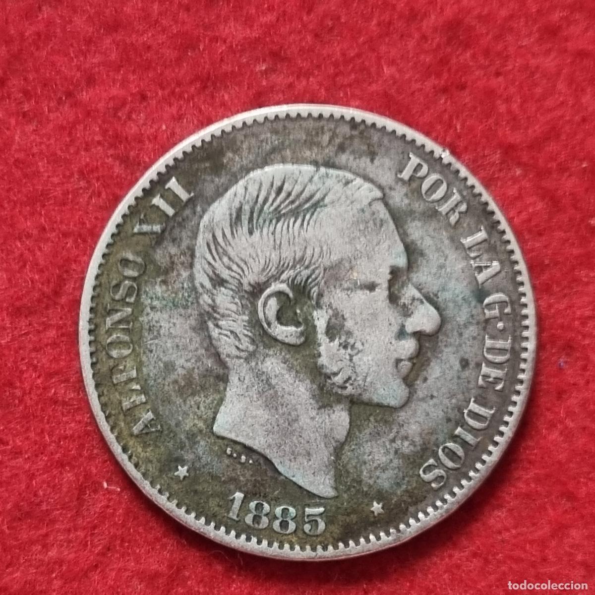 Monedas de Espa&ntilde;a: MONEDA PLATA 50 CENTAVOS DE PESO MANILA 1885 FILIPINAS MBC ORIGINAL C39