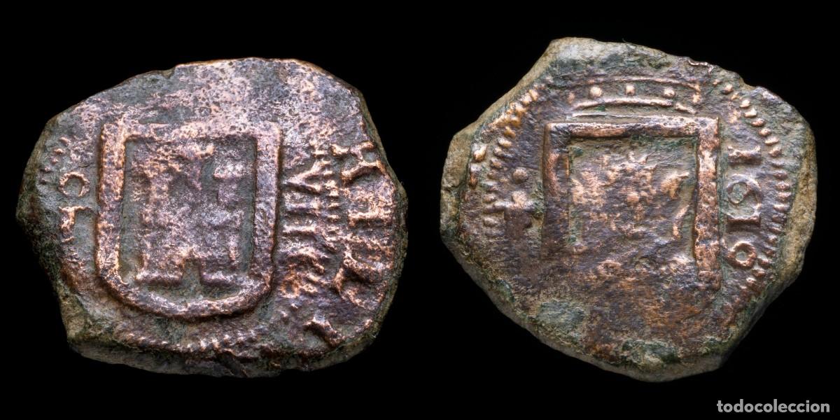 Monedas de Espa&ntilde;a: 1619, 8 Maravedis Philips III Hammered, Toledo Mint - 23 mm / 6,21 gr.