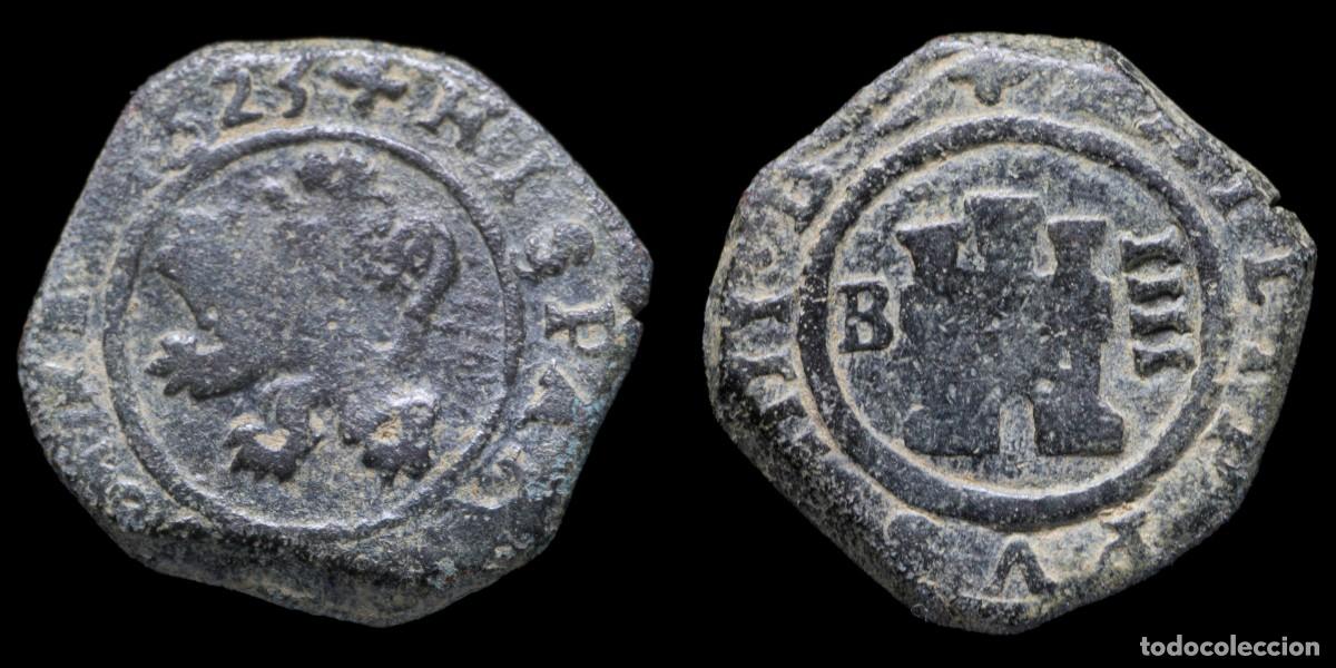 Monedas de Espa&ntilde;a: 1623, 4 Maravedis Philips IV Hammered, Burgos Mint - 19 mm / 2,92 gr.