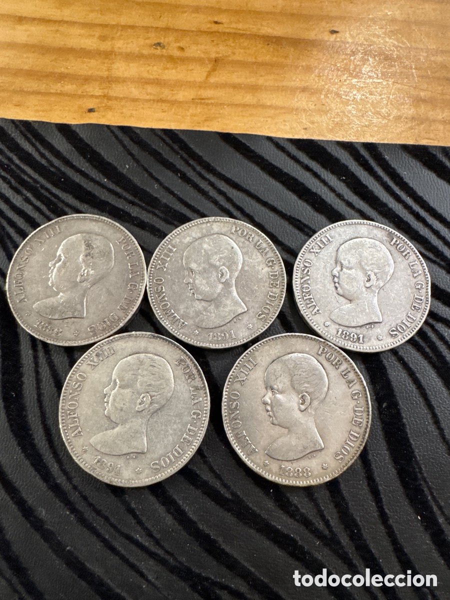 M&uuml;nzen von Spanien: Lote de 5 duros de plata pelones