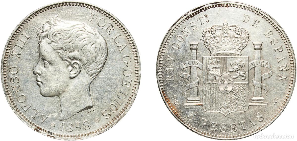 Monedas de Espa&ntilde;a: Spain Kingdom 1898 18-98 SGV 5 Pesetas - Alfonso XIII (3rd portrait) Silver (.900) Madrid Mint (39