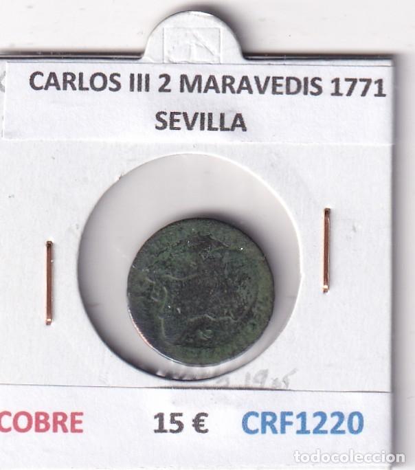 Monete da Spagna: CRF1220 MONEDA ESPA&Ntilde;A CARLOS III 2 MARAVEDIS 1771 SEVILLA COBRE