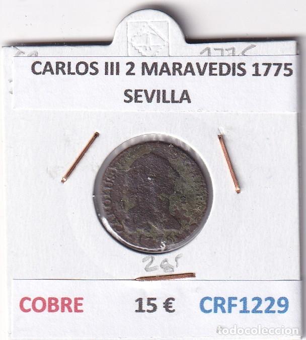 Coins of Spain: CRF1229 MONEDA ESPA&Ntilde;A CARLOS III 2 MARAVEDIS 1775 SEVILLA COBRE