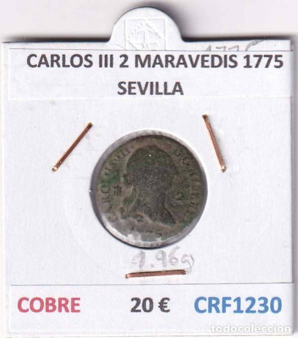 Coins of Spain: CRF1230 MONEDA ESPA&Ntilde;A CARLOS III 2 MARAVEDIS 1775 SEVILLA COBRE