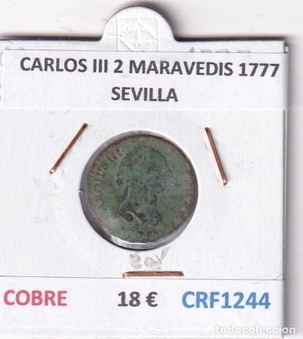 Coins of Spain: CRF1244 MONEDA ESPA&Ntilde;A CARLOS III 2 MARAVEDIS 1777 SEVILLA COBRE
